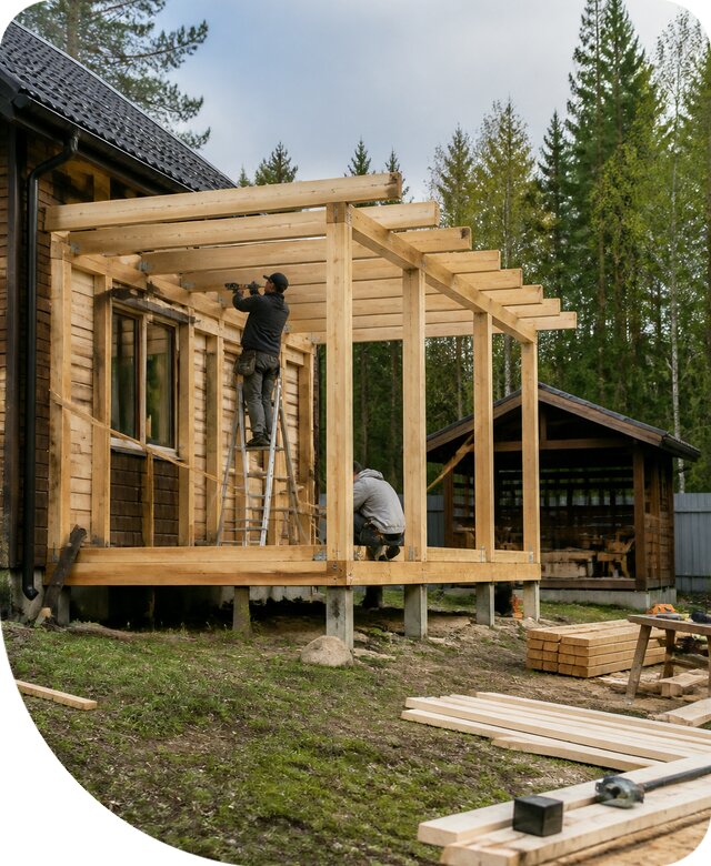 Строительство пристроек и построек на участке в Гае
