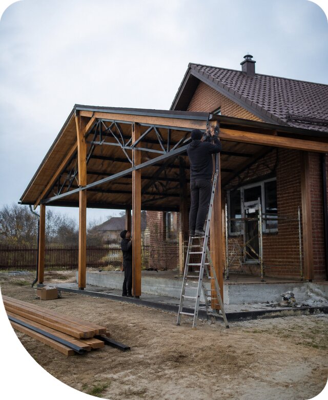 Пристройка навеса к дому и участку в Гае под ключ